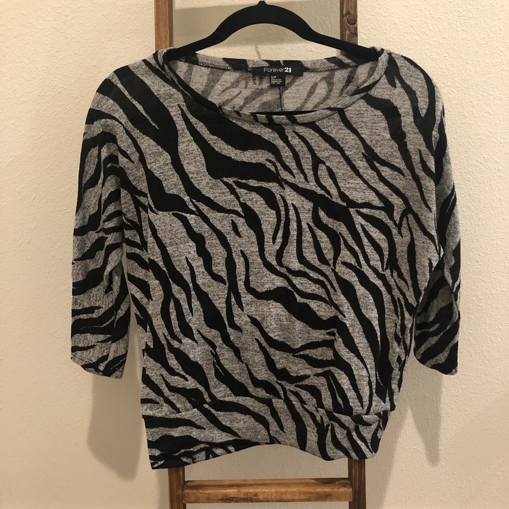 Forever 21 - Gray Zebra Print Blouse - 3/4 Sleeve